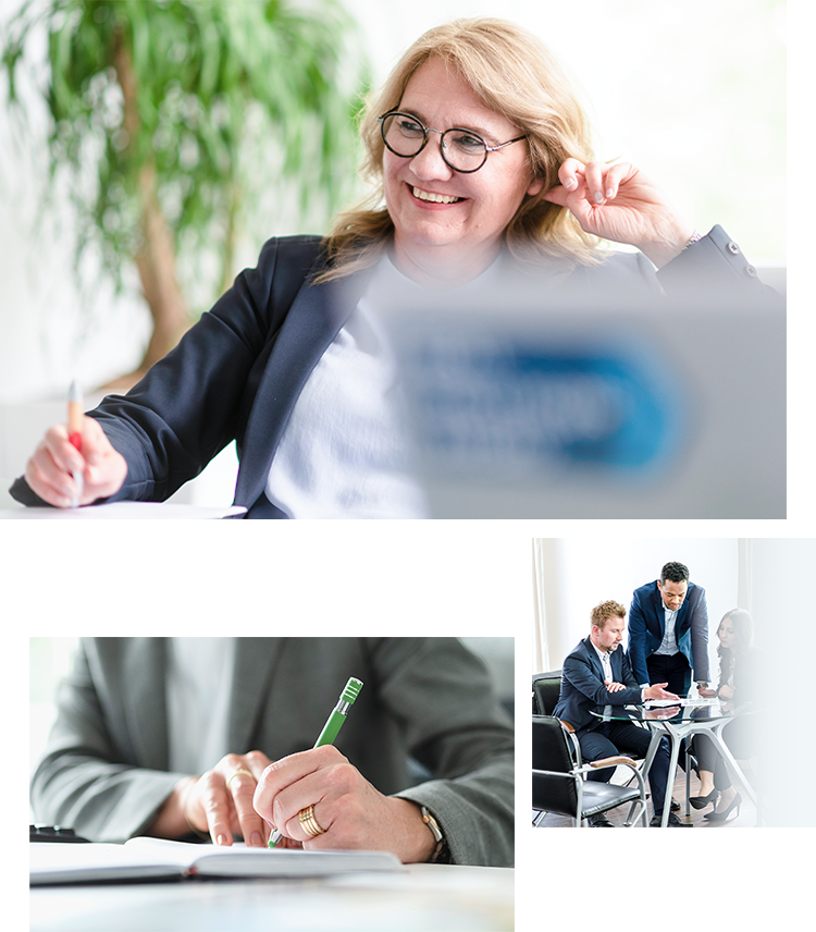 RME | Karriere: Multi-picture verschiedener Management und Businessszenen zeigt kollegiale und professionelle Arbeitsatmosphäre.